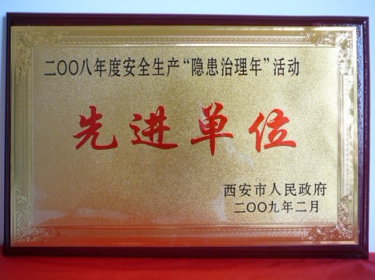 2009年2月，被西安市人民政府評為2008年度安全生產(chǎn)“隱患治理年”活動先進單位